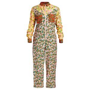 Farm Rio - Women’s Tropical Mix-Print Jumpsuit, Long-Sleeve - Multi Color Small